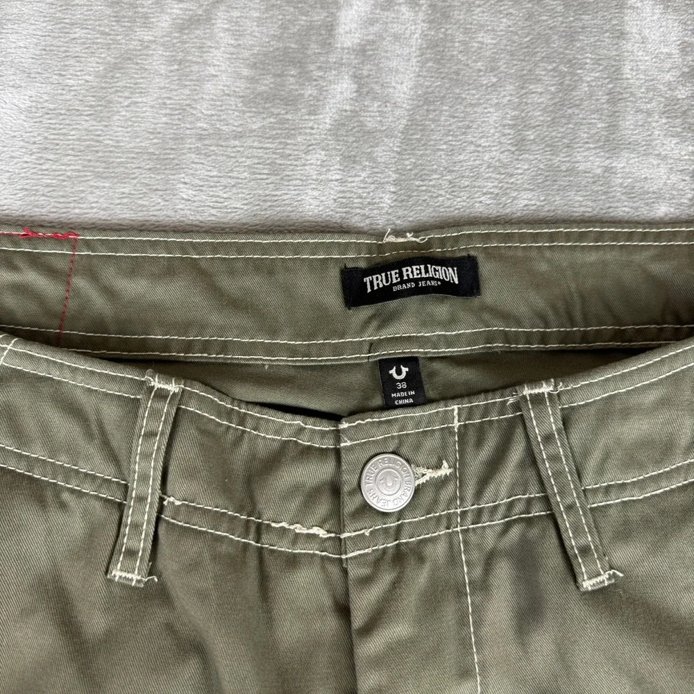 True Religion Cargo Pants Mens 38x32 Kalamata Green Military Baggy $169 New NWT